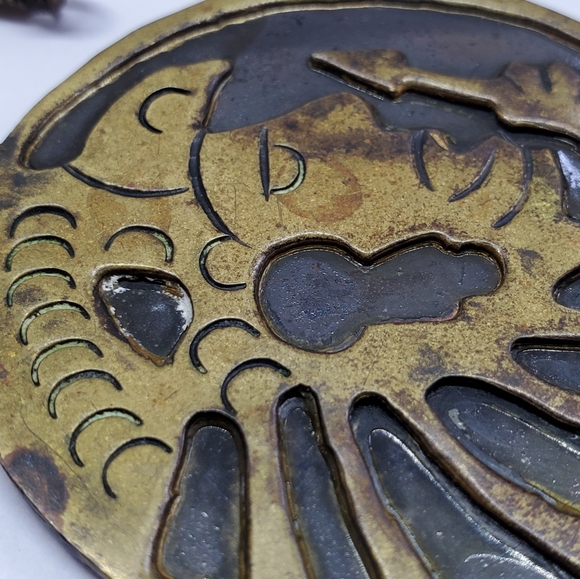 SOLD Vintage Mexican Copper Brass Aztec Necklace - Picture 4 of 7